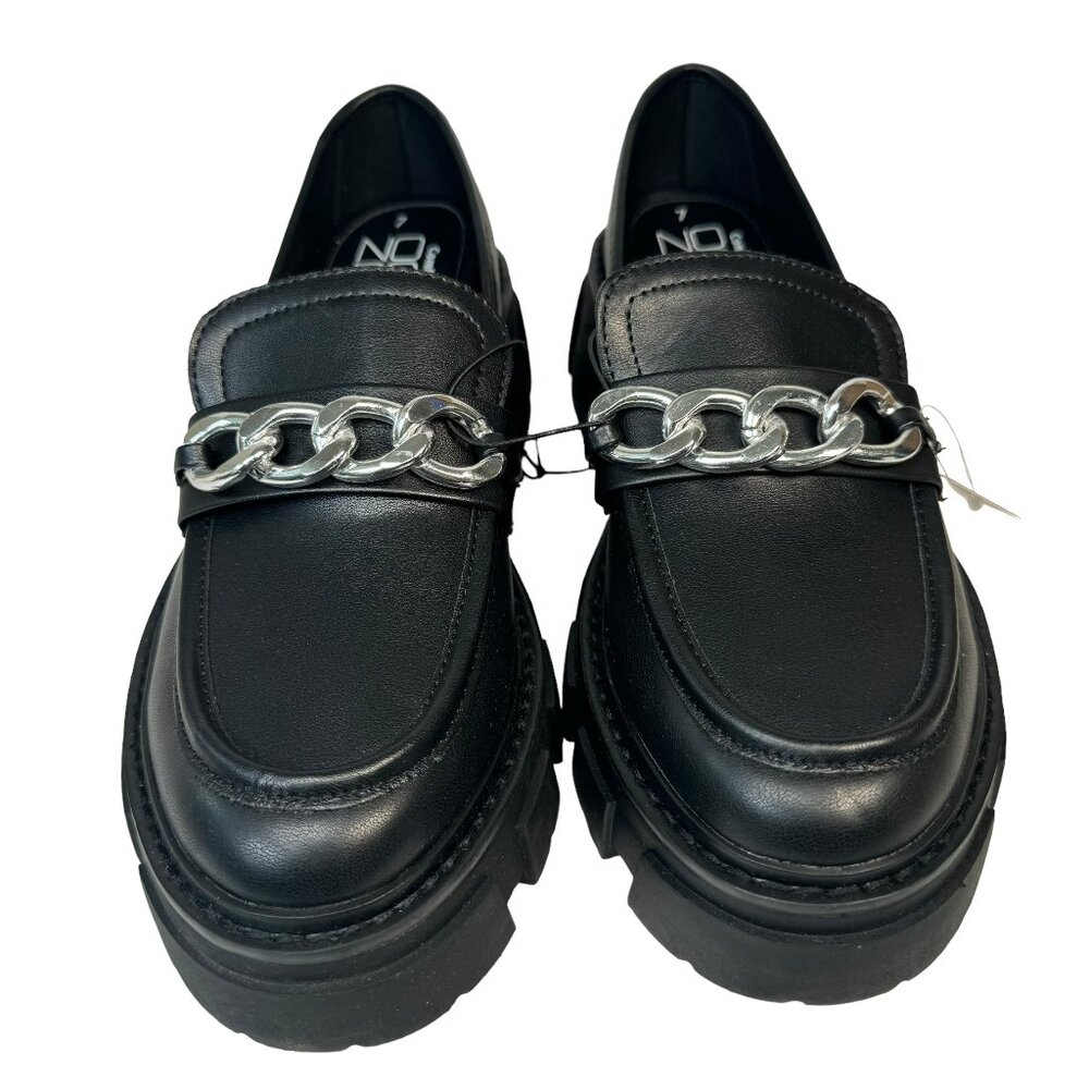 No Bo Black Chain Loafers Shoes Platform Chunky Y2K 1990's Grunge Goth Size 7